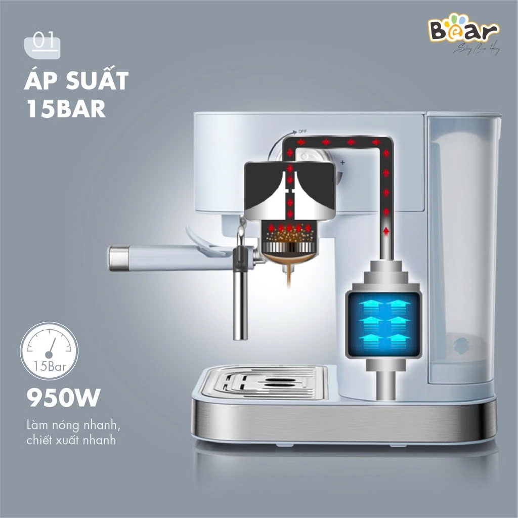Máy pha cà phê Epresso Bear CF-B15V1 (1,5 lít)