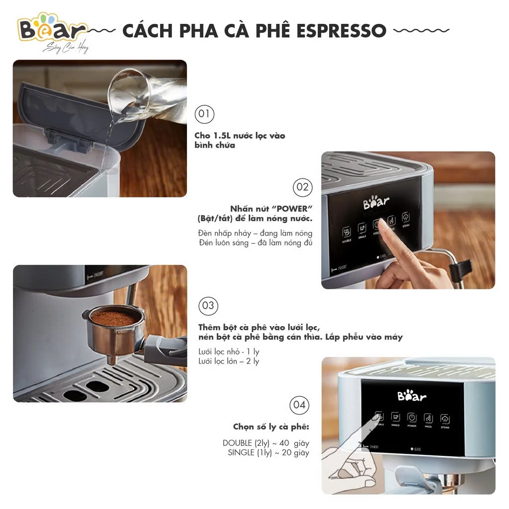 Máy pha cà phê Epresso Bear CF-B15V1 (1,5 lít)