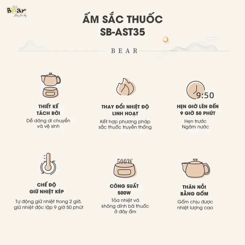 Ấm Sắc Thuốc Bear SB-AST35