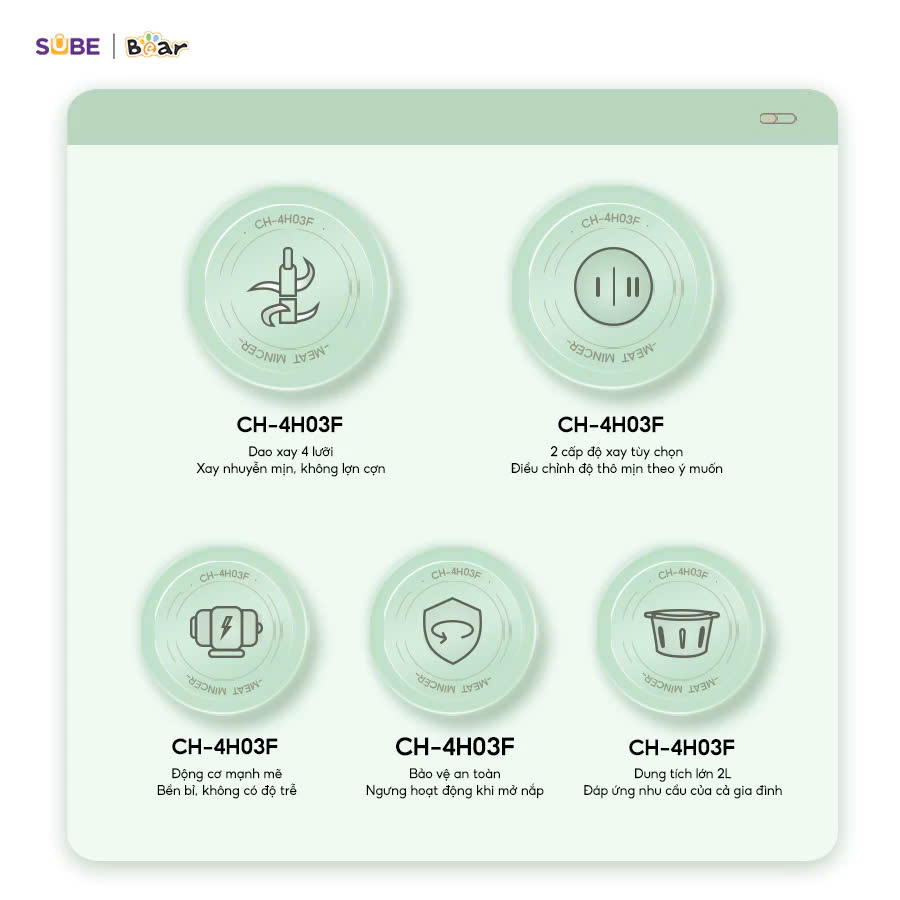 Máy xay thịt Bear CH-4H03F (1,8 lít)