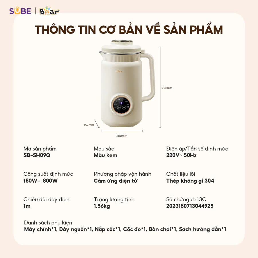 Máy làm sữa hạt Bear SB-SH09Q