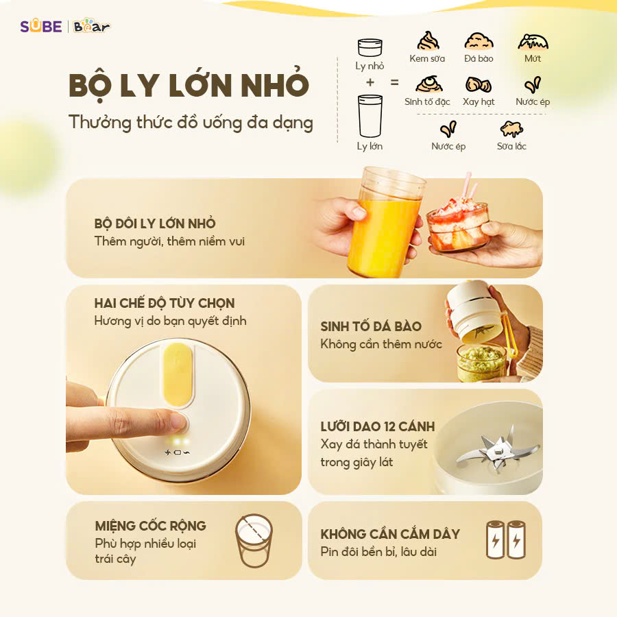 Máy xay sinh tố cầm tay Bear SB-MX04K