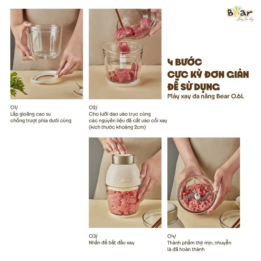 Máy xay ăn dặm Bear QSJ-D02Q1 (0.6 lít)