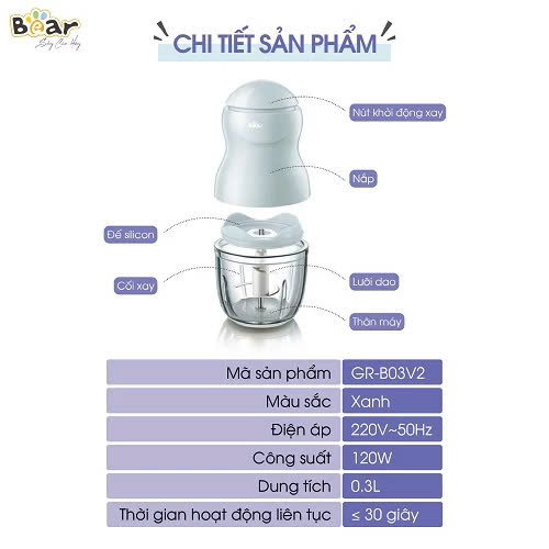Máy xay ăn dặm Bear GR-B03V8 (0.3 lít)