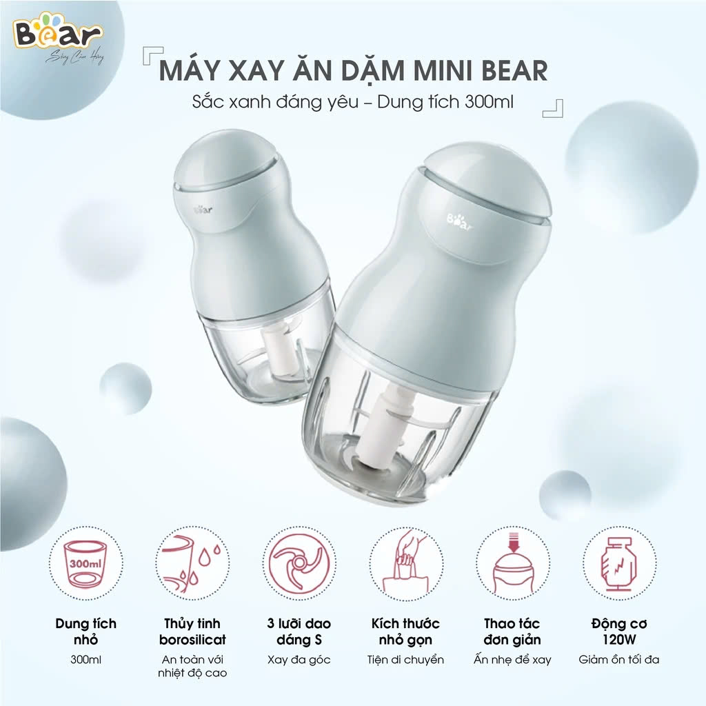 Máy xay ăn dặm Bear GR-B03V8 (0.3 lít)