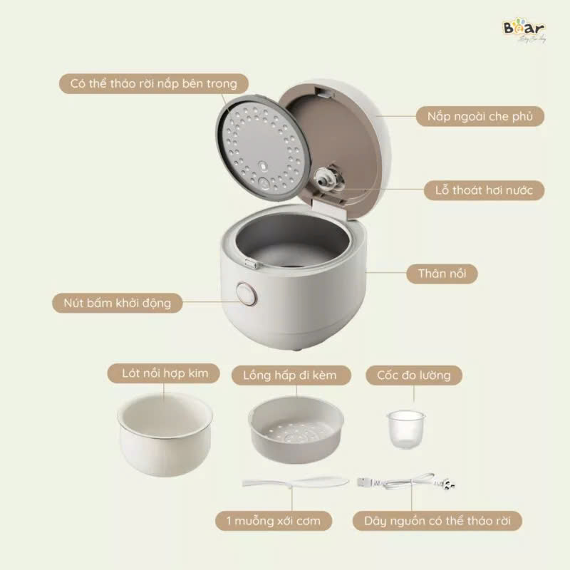 Nồi cơm điện tử Bear SB-NC30B (3 lít)