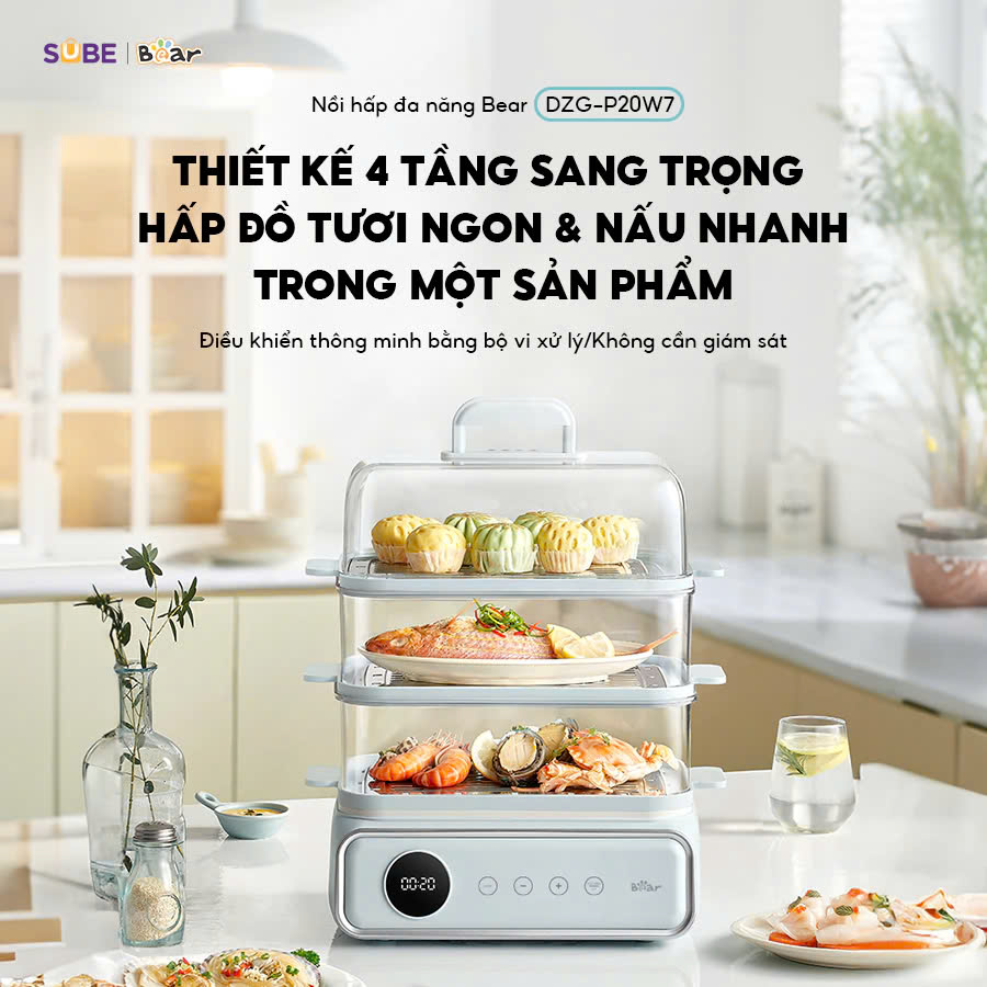Nồi hấp điện đa năng Bear DZG-P20W7