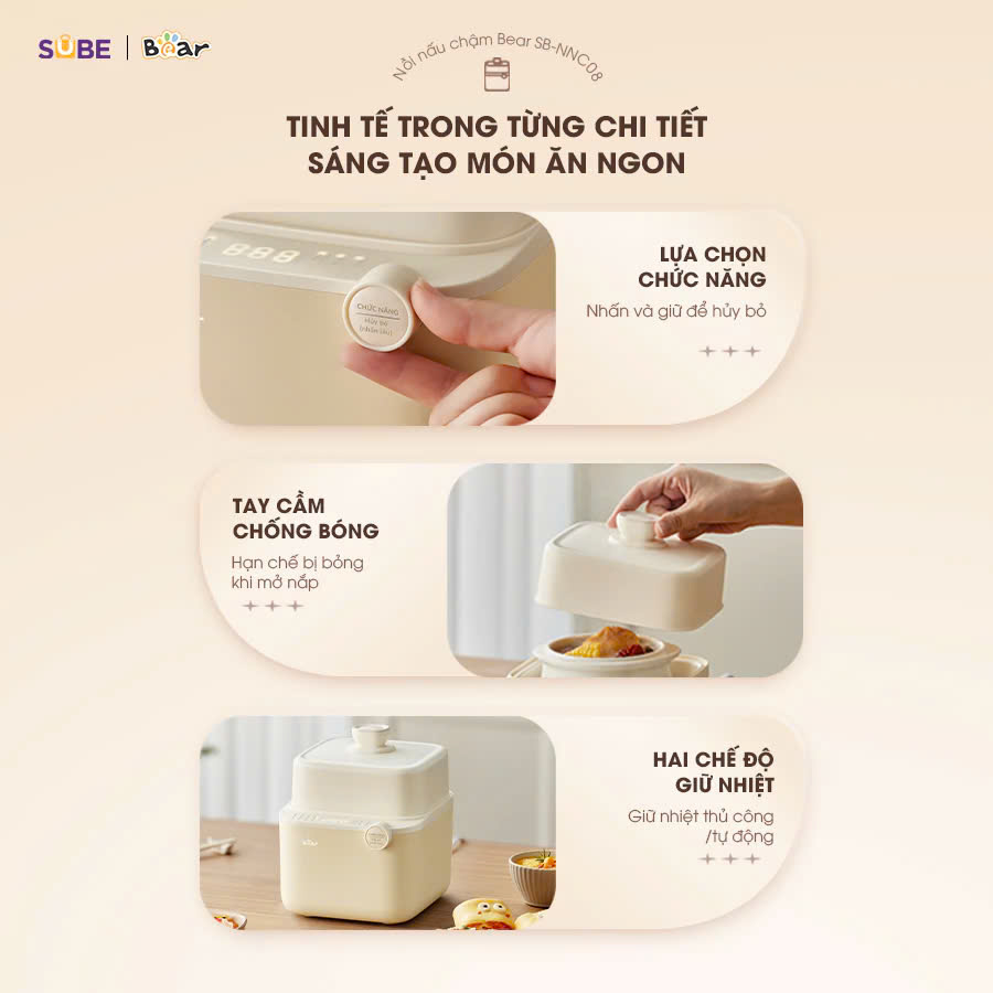 Nồi nấu chậm Bear SB-NNC08 (0.8 lít)