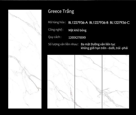  Greece Trắng (Mặt khô bóng) 