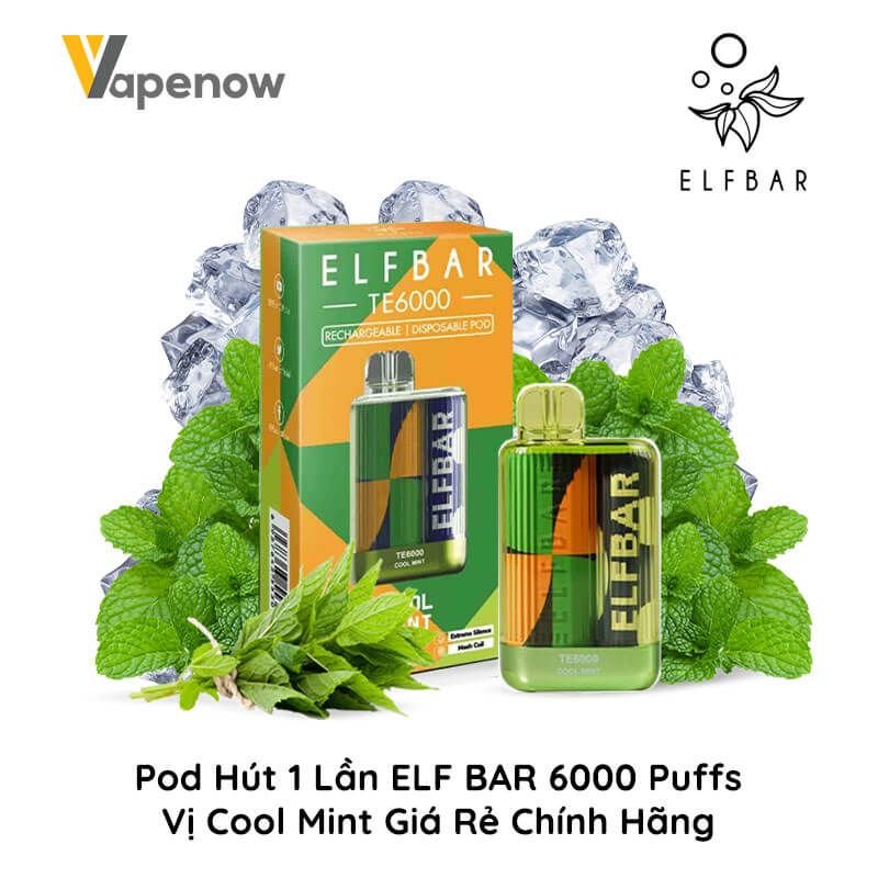 Pod Dùng 1 Lần Elf Bar Te 6000 hơi Cool Mint Chính Hãng