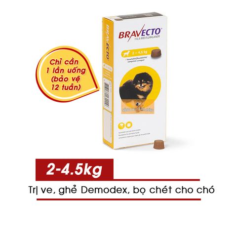  Viên Bravecto Trị Ve, Ghẻ, Bọ Chét, Demodex Cho Chó 