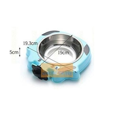  Bát Ăn Inox Treo Lồng - Chuồng Cho Chó Mèo 20x20x5cm - Hình Con Bò 