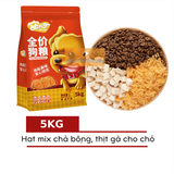  [Bao 5kg] Hạt Cho Chó Mix Gà & Chà Bông Gà (Nội Địa Trung) - Bao Bì Cún Vàng Màu Đỏ 