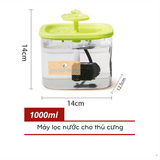  Máy Lọc Nước Trong Suốt Hình Vuông Cho Thú Cưng - 1L 