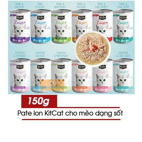  Pate Cho Mèo Kitcat - Kit Cat Complete Cuisine Lon 150gr - Nhiều Vị 