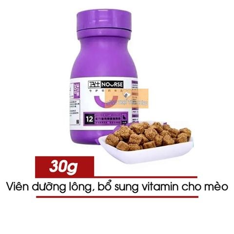  NOURSE 12 DƯỠNG LÔNG,NGỪA RỤNG LÔNG,PHỤC HỒI DA NẤM CHO MÈO HỘP 30GR 