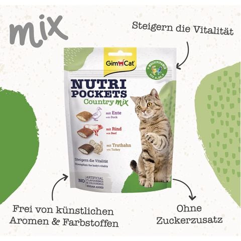  Bánh Thưởng GimCat Nutri Pockets Mèo Có Nhân Gói 150g - Mix vị 