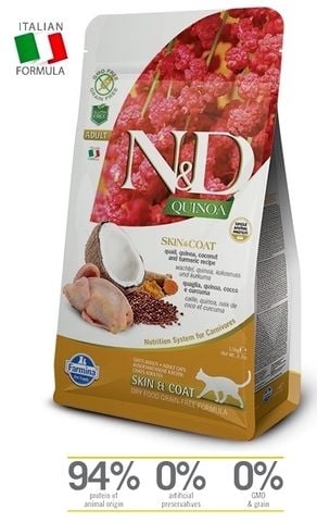  [Bao 5KG] Hạt N&D Skin Coat Dưỡng Lông Cho Mèo Con 
