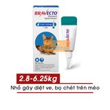  Thuốc trị ghẻ, viêm da, ve rận Bravecto cho mèo 2,8-6,25kg- tuýp 0,89ml 