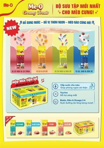  Hộp 100 Thanh Súp Thưởng Me-O cho Mèo - Mix 4 Vị Rau Củ Mới 