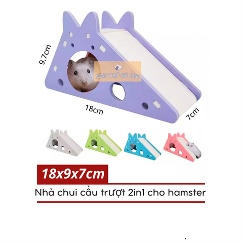  Nhà Chui Cầu Trượt 2in1 Cho Hamster 18x9x7cm 