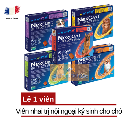  Viên NexGard SPECTRA Trị Nội Ngoại Ký Sinh Trùng Cho Chó 