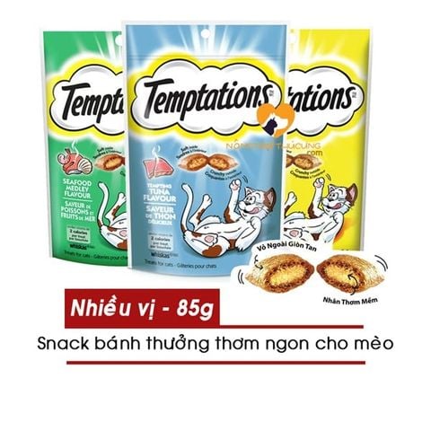  Bánh Snack - Bánh Thưởng Nhân Kem Cho Mèo Temptations 85g 