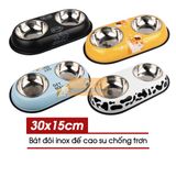  Bát Ăn Đôi Inox Cho Chó Mèo Chống Trượt Cực Tốt - 34.5x19x5cm 