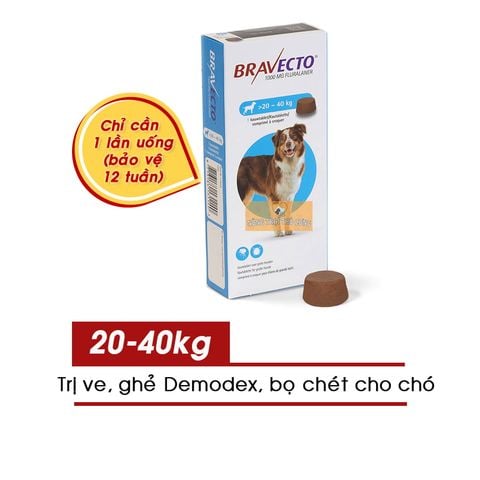  Viên Bravecto Trị Ve, Ghẻ, Bọ Chét, Demodex Cho Chó 