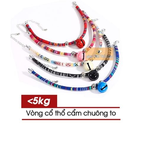  Vòng Cổ Thổ Cẩm Chuông Màu Cho Thú Cưng - Nhiều Màu 