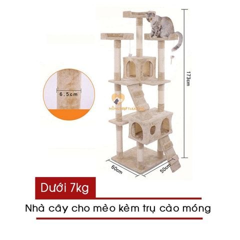  Cat Tree - Nhà Cây Cho Mèo Kèm Trụ Cào Móng - Mã LZ0148 (70 x 60 x 185cm) 