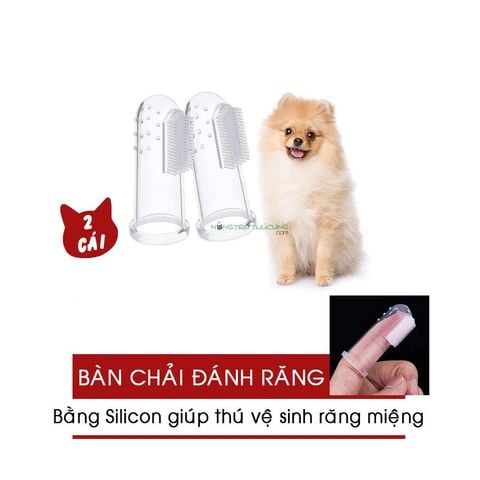  Bàn chải đánh răng Silicon cho thú cưng - Xỏ ngón 