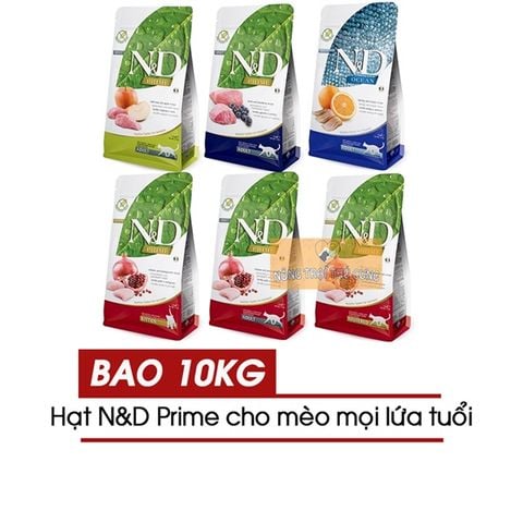  [Bao 10KG] Hạt N&D PRIME (Farmina) Cho Mèo Mọi Lứa Tuổi 