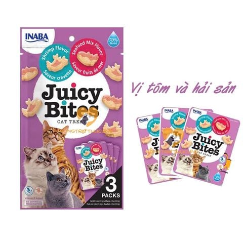  Snack - Bánh Thưởng Mèo INABA JUICY BITES - Gói 33.9g (3 gói x 11.3g) - Nhiều Vị 