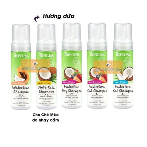  Dầu Tắm Khô Hữu Cơ Organic Cho Chó Mèo TropiClean 220ml (USA) 