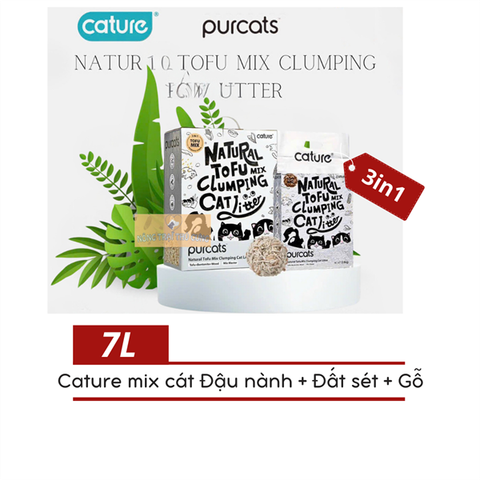  Cát Cature Mix 3in1 Đậu nành + Đất sét + Gỗ Cho Mèo - 7L 