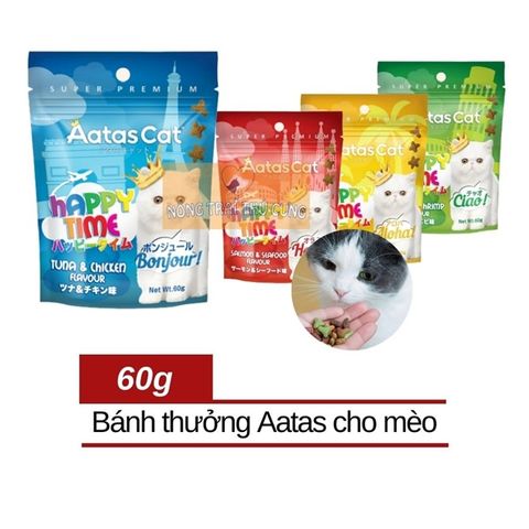  Bánh Thưởng Cho Mèo AATAS CAT Happy Time 60g - Nhiều vị 