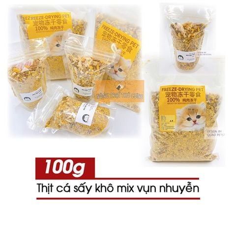  [Túi 100g] Thịt cá sấy khô cho chó mèo - Nhiều loại 