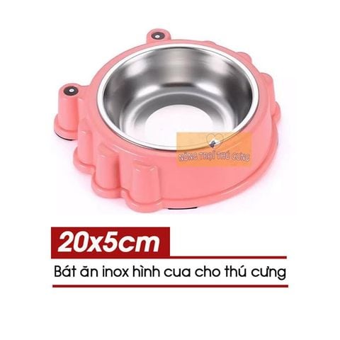  Bát Ăn Kèm Bát Inox Cho Chó Mèo Hình Cua 