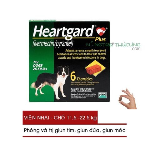  Viên nhai Heartgard Plus Phòng Và Trị Giun Tim Giun Đũa Giun Móc Trên Chó 