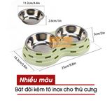  Bát Đôi Inox Cho Chó Mèo - Nhiều Màu 