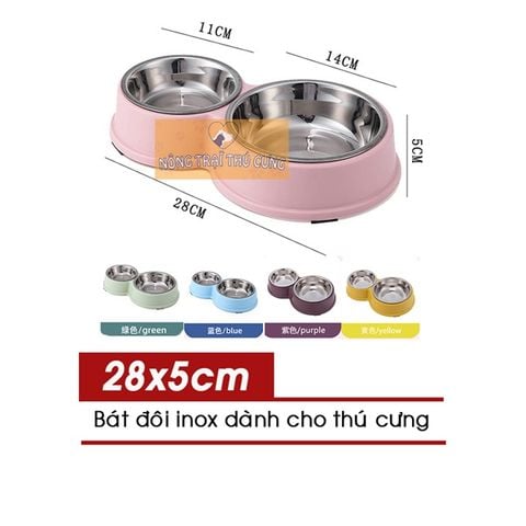  Bát Inox Cho Chó Mèo - Hình Hồ Lô (1 Chén To - 1 Chén Nhỏ) 