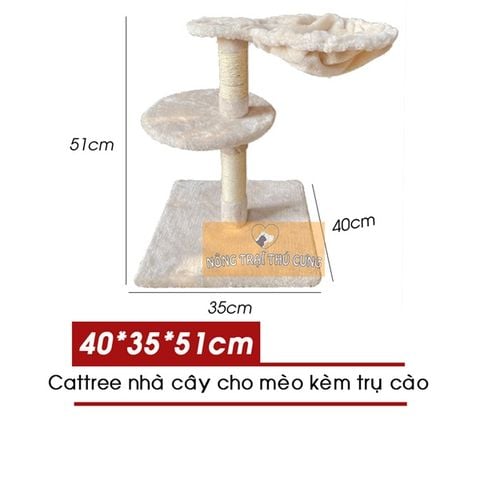  Cat Tree - Nhà Cây Kèm Trụ Cào Móng Có Võng Nằm- 40x35x51cm 