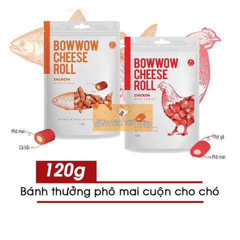  Bánh thưởng Bowwow phô mai cuộn cho chó 120g - Nhiều vị 