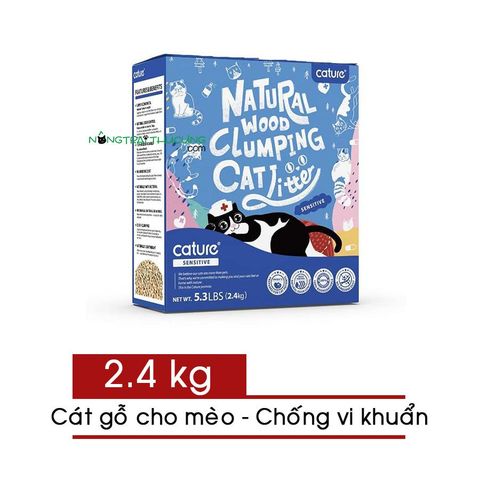  Cát Gỗ CATURE Kháng Khuẩn (Sensitive) - Cát Vệ Sinh Cho Mèo 100% Gỗ Tự Nhiên - 2.4kg 