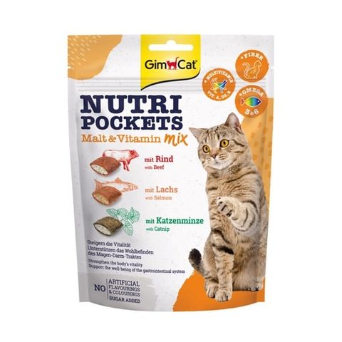  Bánh Thưởng GimCat Nutri Pockets Mèo Có Nhân Gói 150g - Mix vị 