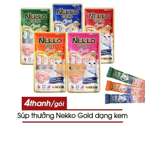  Súp Thưởng Cho Mèo Nekko Gold Creamy (4 Thanh) - Nhiều Vị 