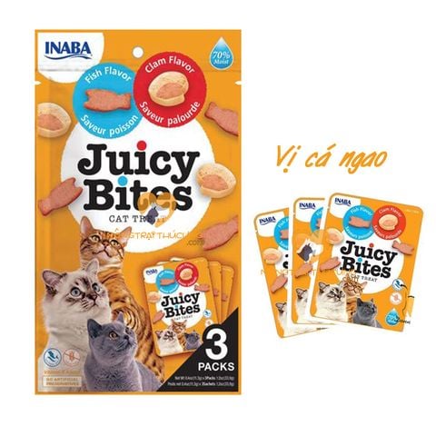  Snack - Bánh Thưởng Mèo INABA JUICY BITES - Gói 33.9g (3 gói x 11.3g) - Nhiều Vị 