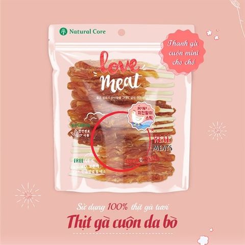  Que Thịt Cuộn Da Bò Mềm Cho Chó Natural Core Love Meat 160g 