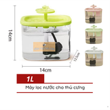 Máy Lọc Nước Trong Suốt Hình Vuông Cho Thú Cưng - 1L 
